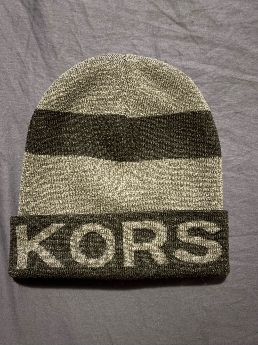 Michael Kors Two-Tone Gray and Dark Gray Knit Beanie